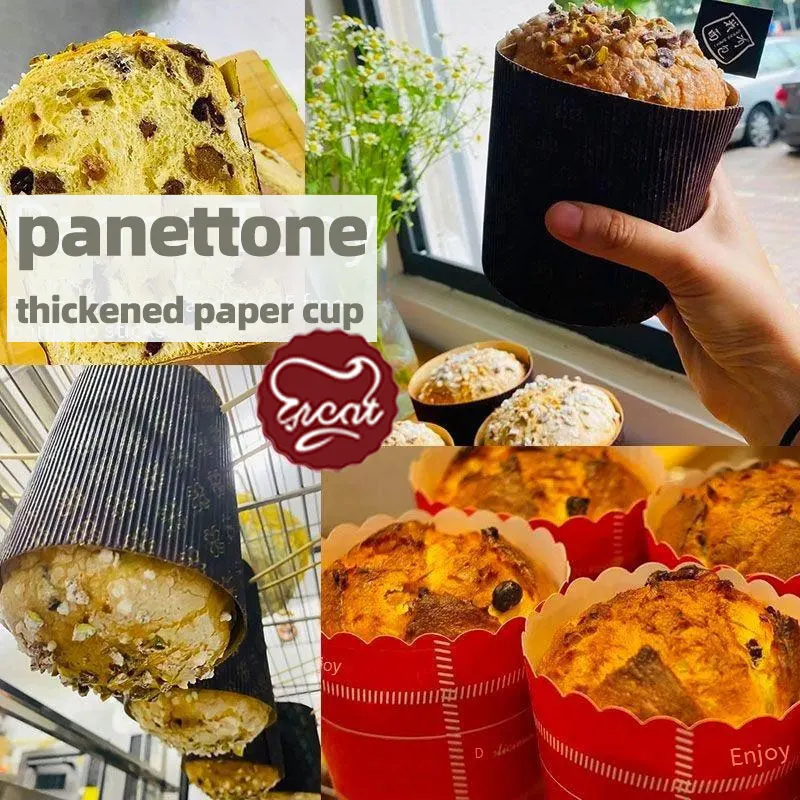 panettone Paper Tray Mold Steam Oven Bread Cake Carton Packaging Italian High Temperature Resistant Paper Cup Christmas