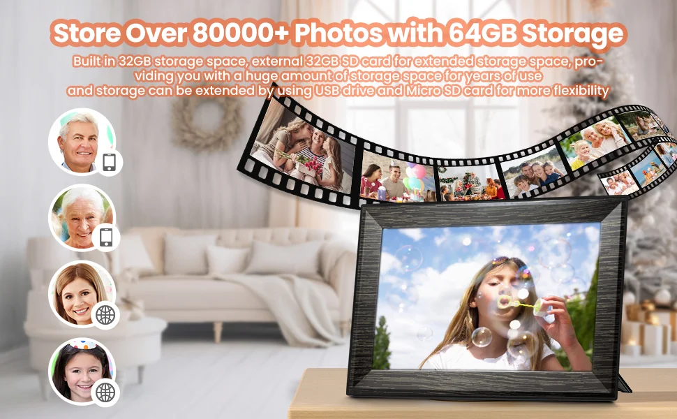 Description Picture 5 of item10.1 Inch WiFi Digital Picture Frame IPS 1280*800 Digital Photo Frame Digital Frames Full Function Touch Screen 32GB Gift