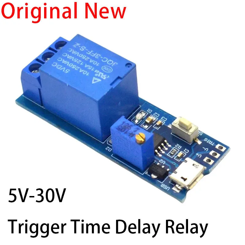 1-Channel Relay Module, Trigger Time Delay, Adjustable 6–30 V