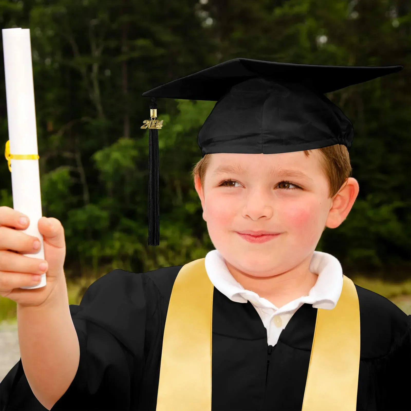 Children Kids Preschool Kindergarten Graduation Gown Shawl Cap Set Children's Academic Dress Uniform Boys Girls Outfits graduation gown set