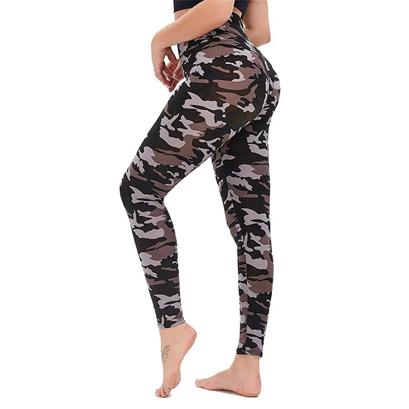 

YGYEEG Women Leggings Elastic Workout Camouflage Snake Pattern Gym Fitness Sportwear Pants Polyester Printing Push Up Clothing
