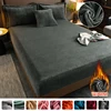 Velvet Mattress Cover Bed Sheet Pad Protector Winter Warm Soft King Queen Quilted Bed Fitted Sheet 140/150/160/180x200cm Decor 1