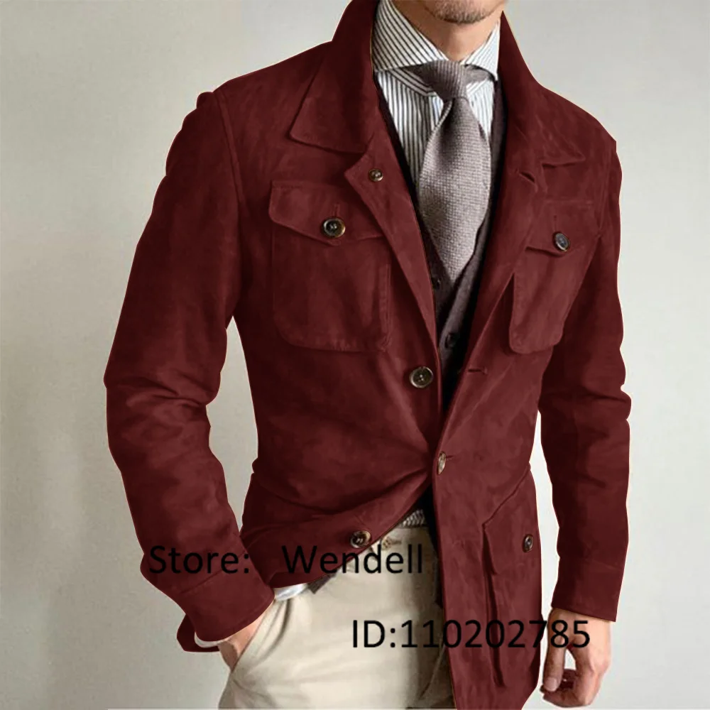 Men's Suede Jacket Puffa Vintage Punk Outerwear Tailored Casual Coat Bombers Jackets Y2k Luxury Clothing Luxury Military