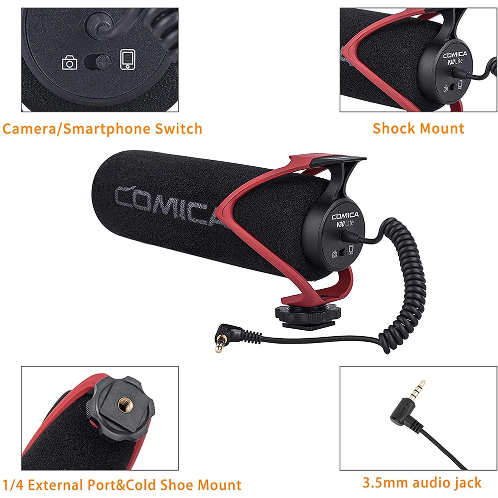 CVM-V30 LITE Video Microphone Condenser Volgging Recording Mic for Canon Nikon F