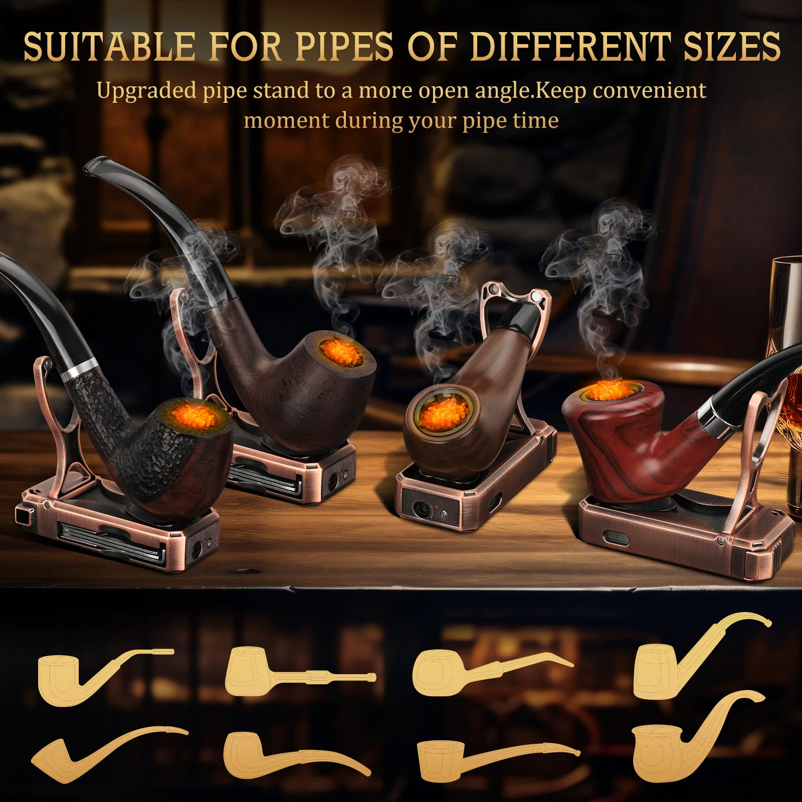 Pipe Lighter Built-in Pipe Stand 3 in 1 Cleaner Tools Refillable Butane Window Lighter with Angled Soft Flame Gas Lighter butane gas lighter,cigarette lighter