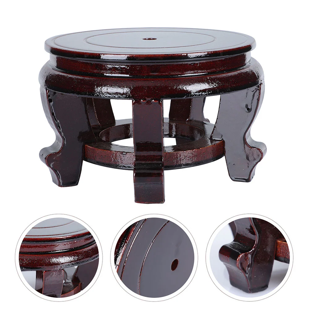 

Flower Pot Tray Desktop Ornament Bracket Round Display Base Wooden Buddha Statue Holder