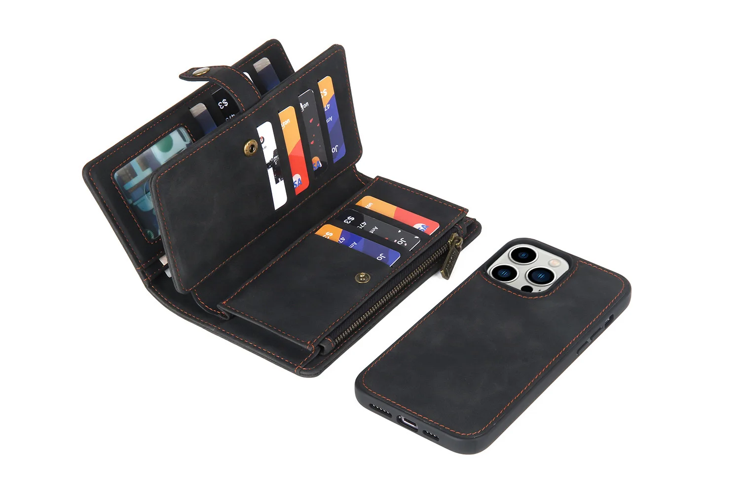 Zipper Flip Cover Business Wallet Luxury Magnetic Leather Phone Cases For Iphone 15 14 Plus 13 12 11 Pro Xs Max Wallet Case Bags