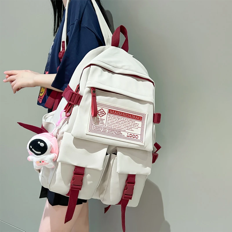 Fashion Multipocket Nylon Women Backpack Female Big Waterproof Back Bag