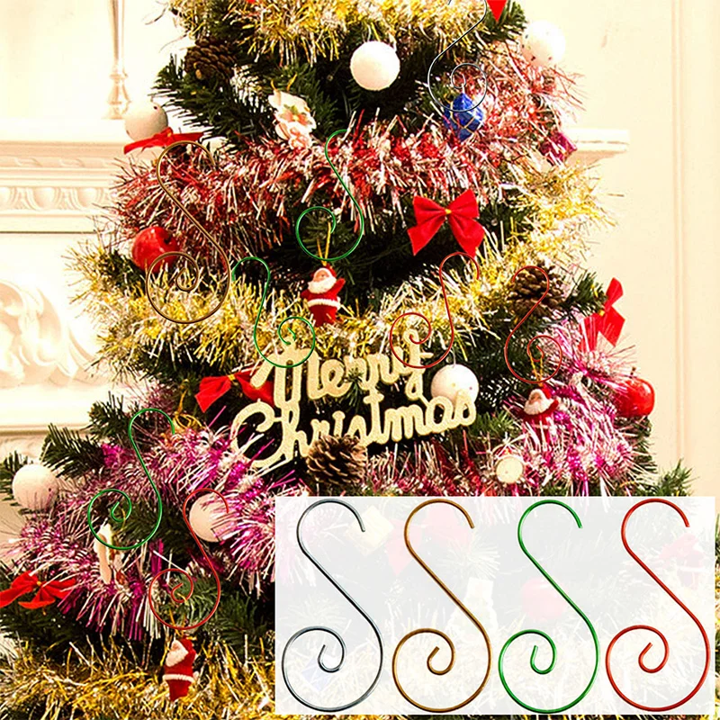 

Christmas Ornament Hooks S Shaped Metal Hook Metal Wire Hanging Hook for Christmas Tree Christmas Balls Party Decorations