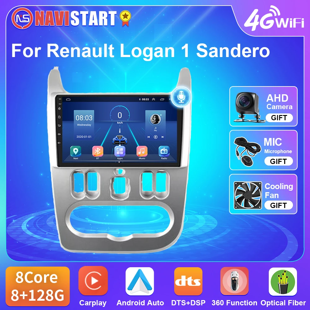 

NAVISTART T5 Car Radio 2 Din For Renault Logan 1 Sandero 2015-2019 Navigation 4G WIFI BT GPS DSP RDS Carplay Android Auto No DVD