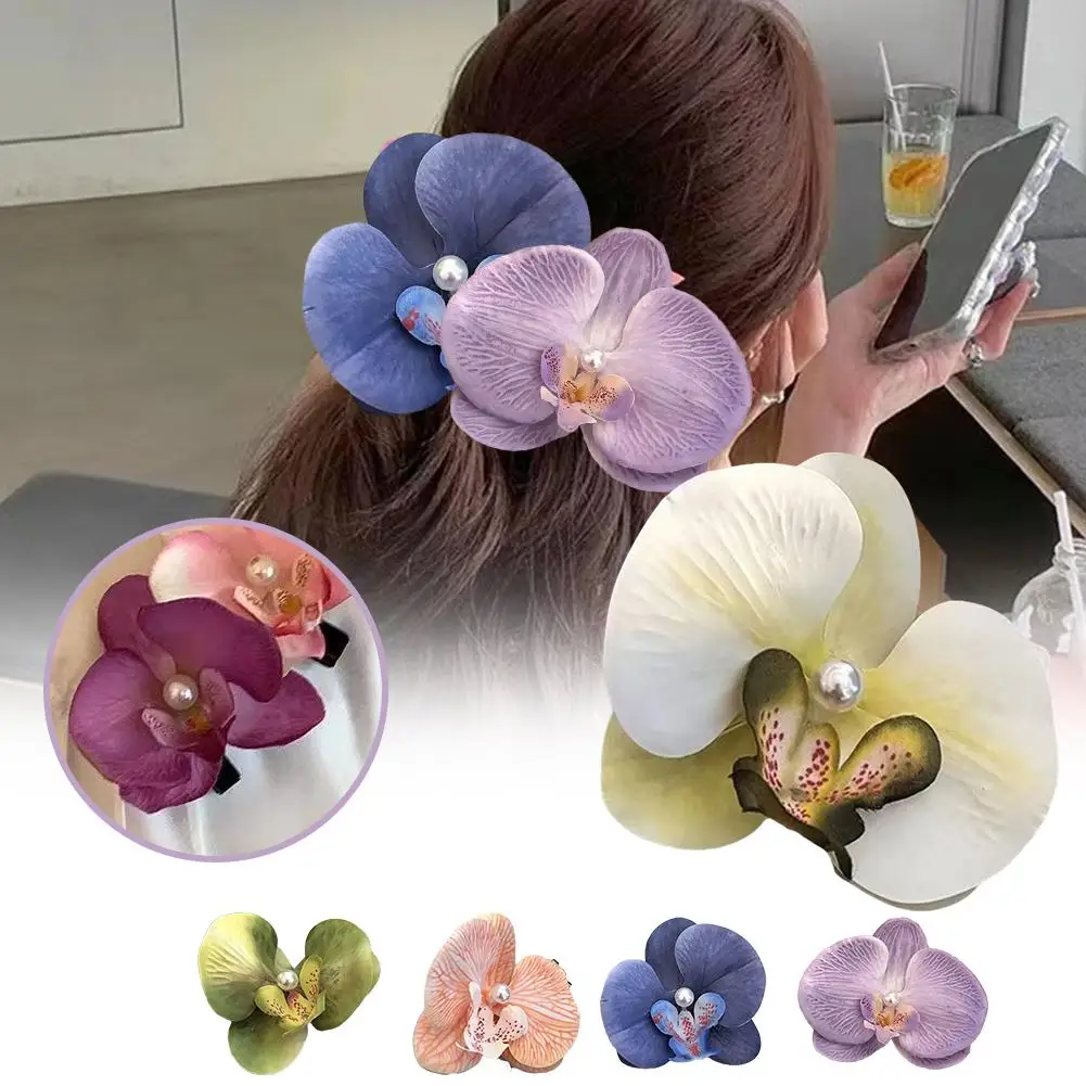

Sweet Phalaenopsis Hair Clip Hawaiian Vacation Flower Accessories Hair Bridal Barrettes Ornament Wedding Claws Hair I9R7