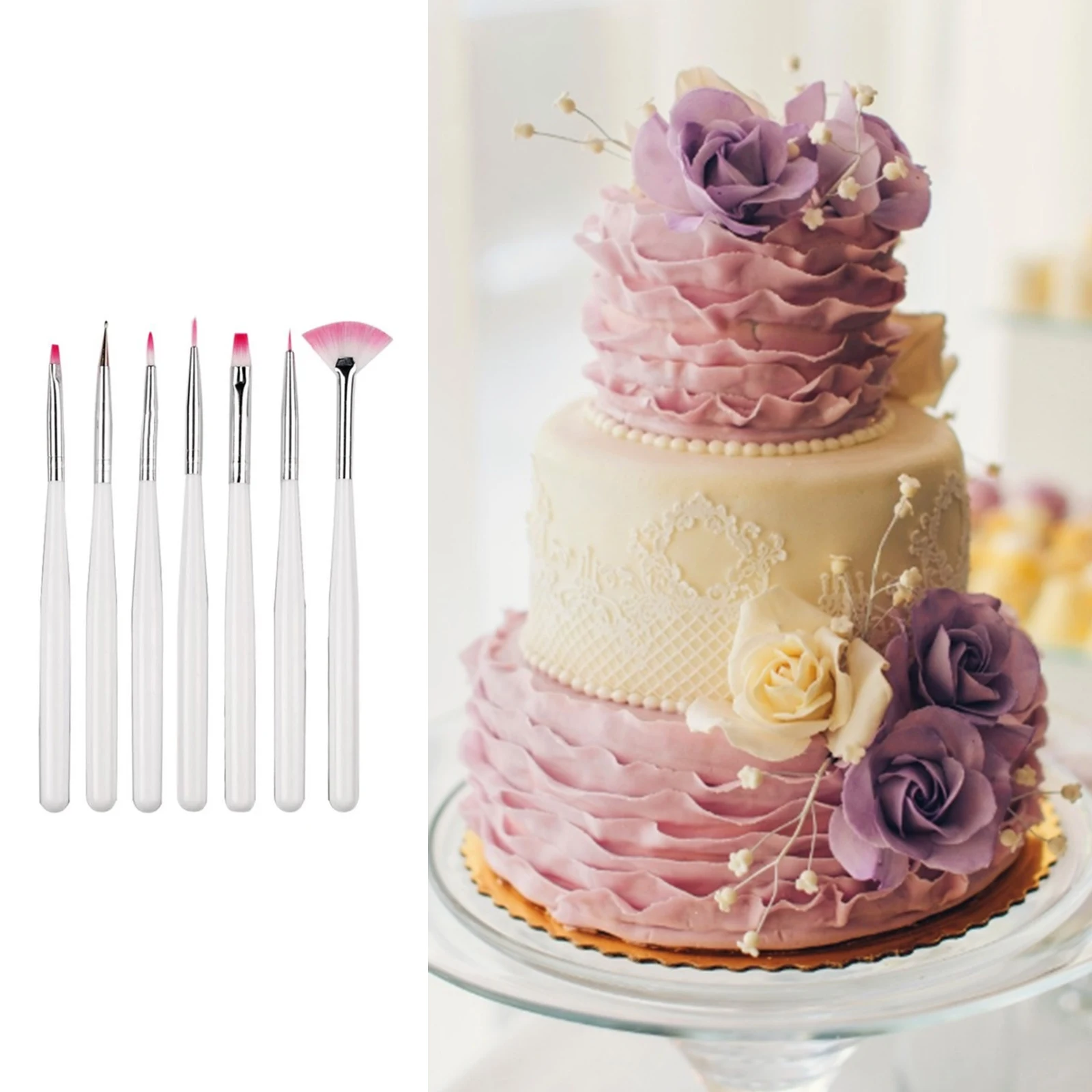 Edible Pigment Pens 7Pcs/Set Food Coloring Pen Cake Paint Brush Set Professional Line Pen Food Paints For Sugarcraft Dessert Decorating Tools