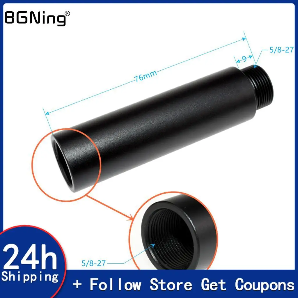 Produktbild von 2x Mikrofonständer-Verlängerungsrohr 76 Mm – Aluminium, Schwarz, Mit Adapter