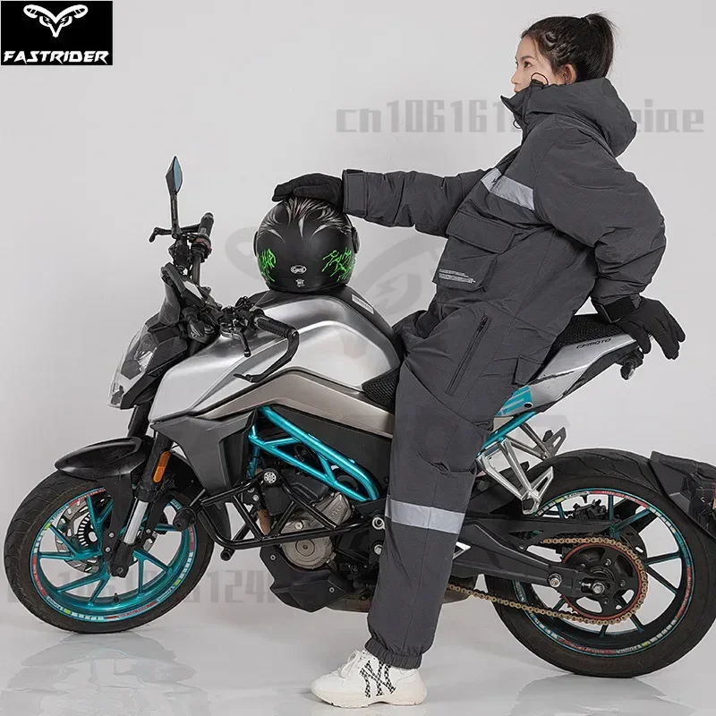 New Motorcycle Riding Protective Suit Winter Warm Plus Velvet Thickening Riding Split-leg Suit