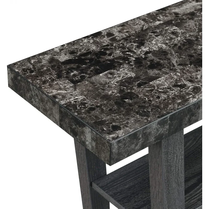 Convenience Concepts V Console, Faux Black Marble/Weathered Gray