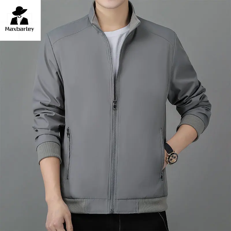 

Men's jacket Autumn winter stand collar simple solid color business casual youth jacket for men's wear