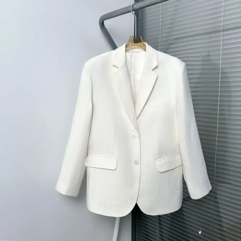 

Suits Linen Blend White-Color Loose Suit Jacket Blazers for Women