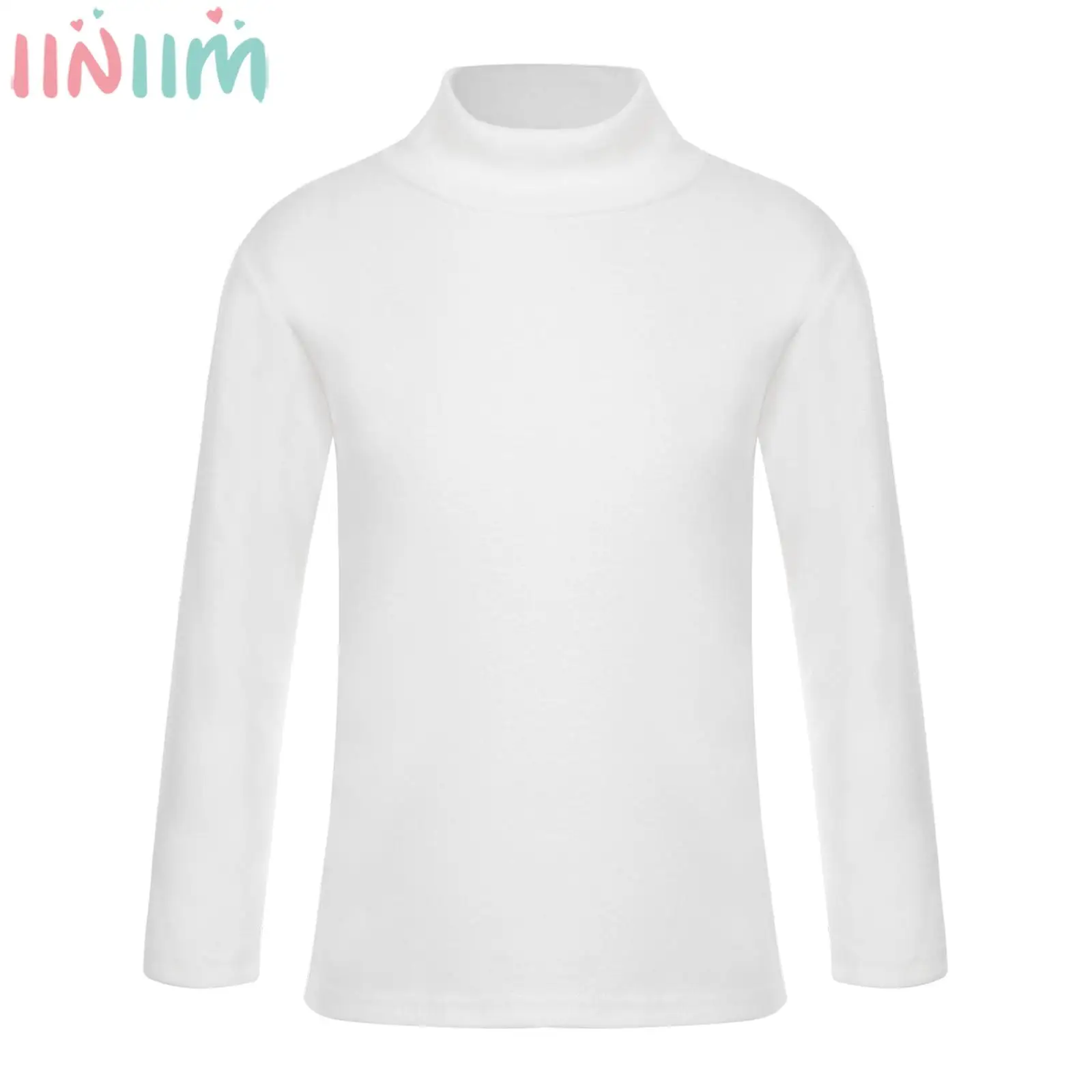 

Kids Girls Boys Casual Thermal Underwear Top Long Sleeve Solid Color Mock Neck T-shirt Thicken Warmer Bottoming Shirt Loungewear