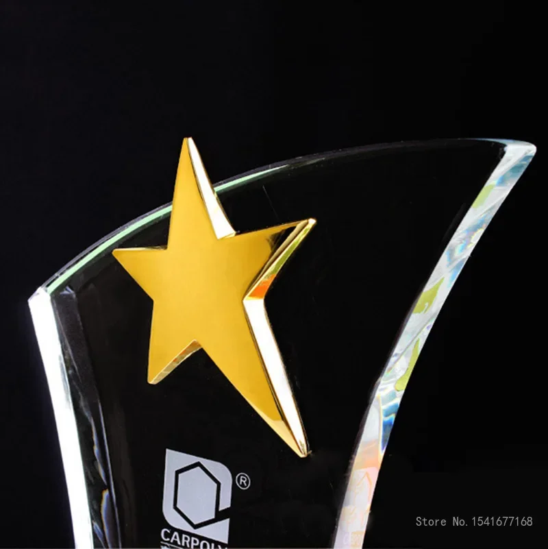 Customized Metal Crystal Trophy, Creative, Home Decor, Music competition, High-End Honor, Personalized Five-Pointed Star, 1Pc