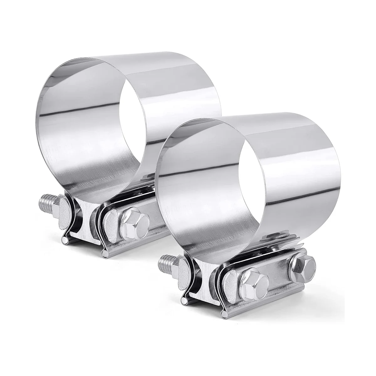 

3 Inch Exhaust Clamp, 76mm Butt Joint Exhaust Pipe Muffler Band Clamp Sleeve Coupler Stainless Steel (2Pcs)