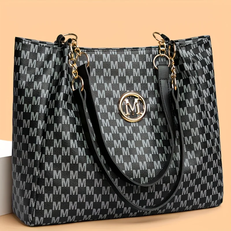 حقيبة حمل هندسية كلاسيكية من الجلد الصناعي بتصميم...