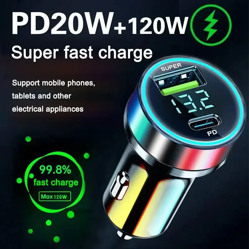 Автомобильное зарядное устройство с двумя портами USB C PD, 20 Вт, для iPhone 15 14 13 12 11 Pro Max Plus Samsung Galaxy S23 Ultra/S22/S21, Google Pixel