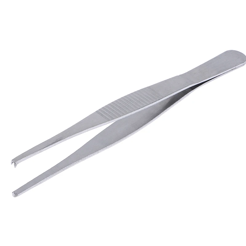 5Inch Stainless Steel Toothed Tweezers Home Tissue Tweezers Precise Grip Hook Head Heat Resistant Repairing Hand Tools