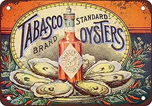 Tabasco Pepper Sauce And Ostriche Wall Poster Targa In Latta Vintage Bbq Restaurant Dinner Room Cafe Shop Decor