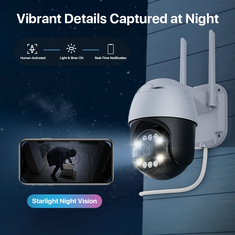 Outdoor Hd Full Color 8mp Hd Pixel Wireless Wifi Surveillance Camera 360 ° Rotating Panoramic Surveillance Ai Intelligent Human