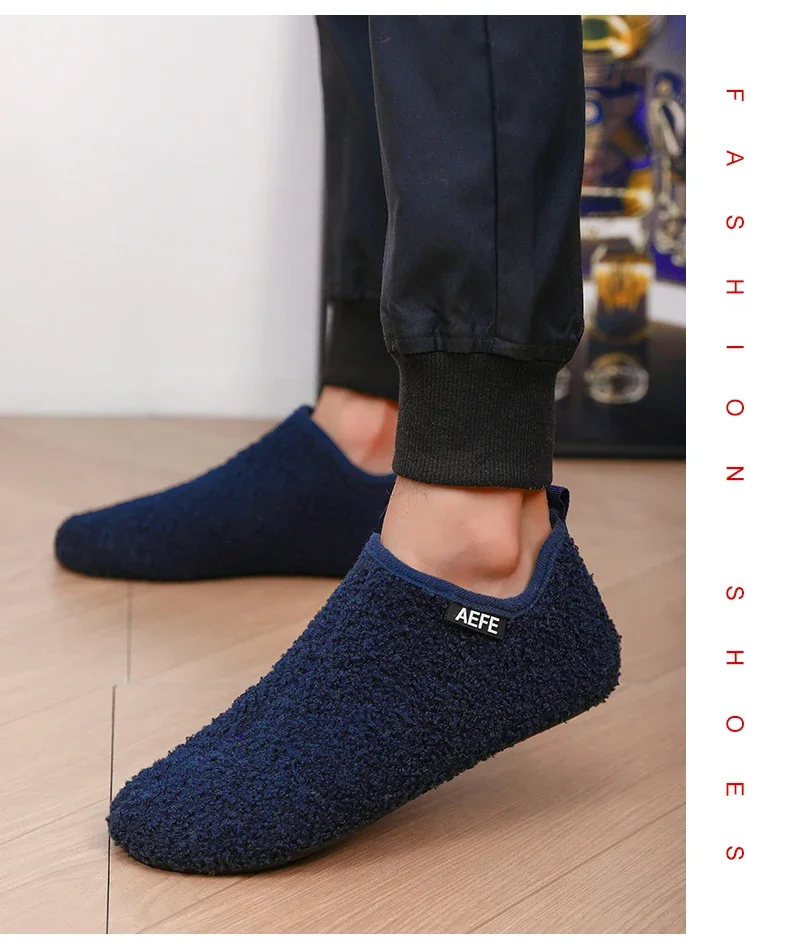 S2a1f04e25bd94ceb961155521eb0fbd2Y Warm Lightweight Cotton Slippers for Men Plush Winter Home Loafers