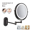 8 inch Wall Mounted Makeup Mirror Black 3X-10X Magnifying 3 color LED light Double Side Bathroom Smart Shaving Cosmetic Mirrors 1