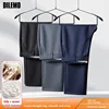 Top Grade Wool+ Silk New Brand Casual Fashion Relax Fit Straight Business Long Pants Trousers Office Mens Clothing 2025