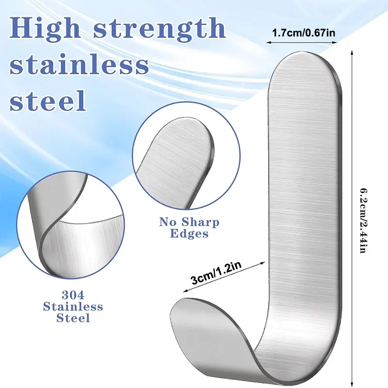 Stainless Steel Adhesive Wall Hooks 2