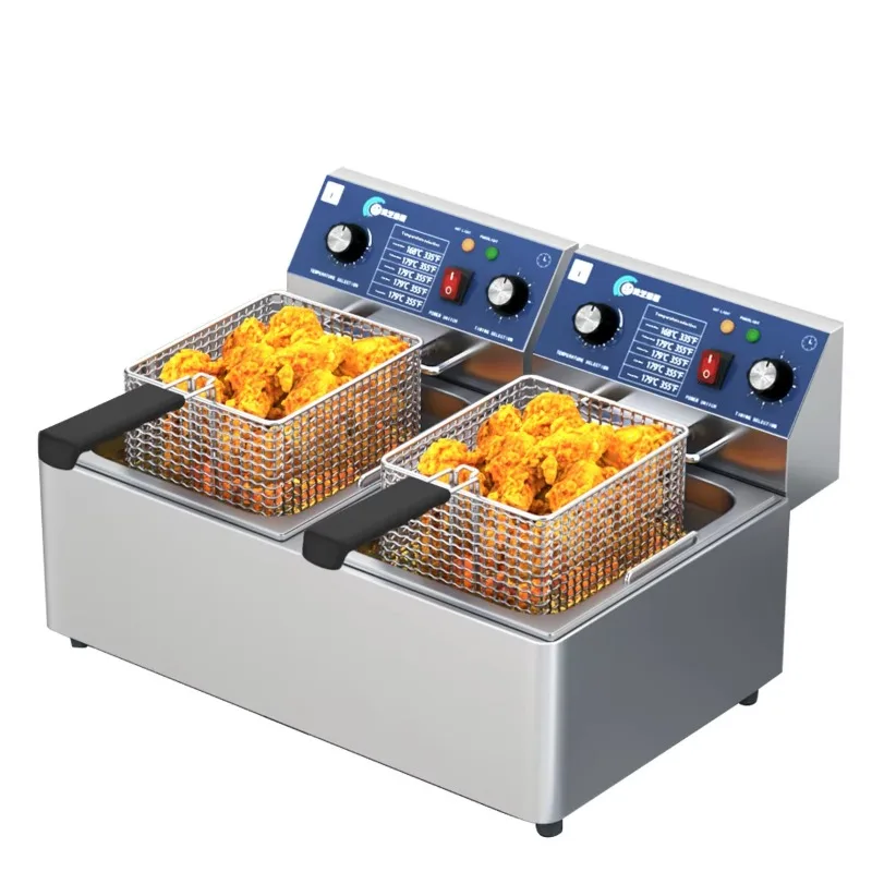Bestselling Electric 6L + 6L Commercial Desktop Double Pot Fryer Restaurant Kitchen Portable French Fry Fryer