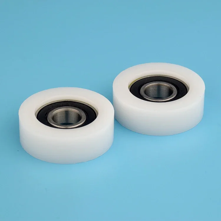 1pc 6001rs bearing pulley 6001zz plastic covered flat wheel roller pressure wheel POM nylon guide