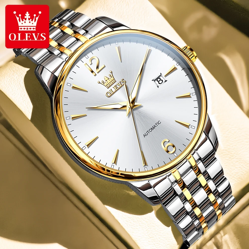 OLEVS 6741 Men's Watches Simple Fashion Calendar Waterproof Luminous Automatic Mechanical Watches For Man Original Luxury Watch