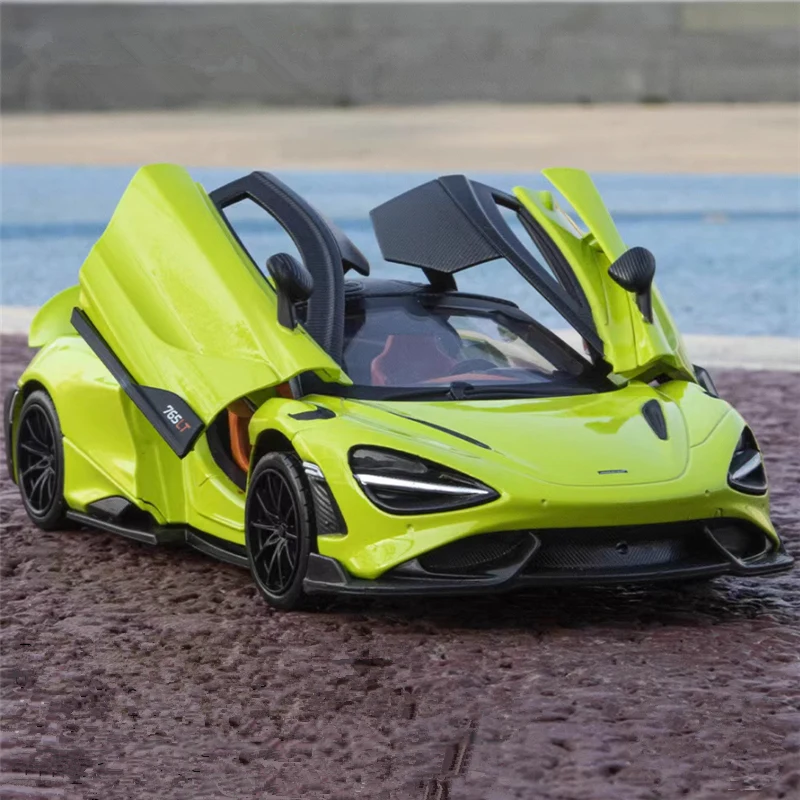 Фото 1:24 McLaren 765LT модель спортивного автомобиля из сплава, Литые металлические игрушечные автомобили, модель автомобиля, коллекция имитации звука светильник, детские игрушки, подарок №1