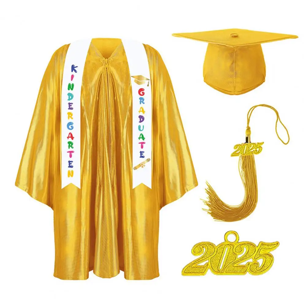 Children Kindergarten Graduation Uniform with Tassel Hat And Shawl Elementary Graduation Robe Kids Academic Outfit Party Clothes graduation gown set