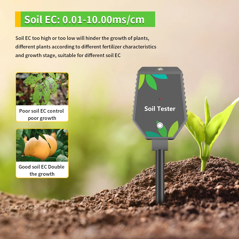 6 IN 1 Multifunction Soil Meter Digital Ph Tester EC/Light/Moisture/Fertility Tester Thermometer Removable Panel for Garden 3