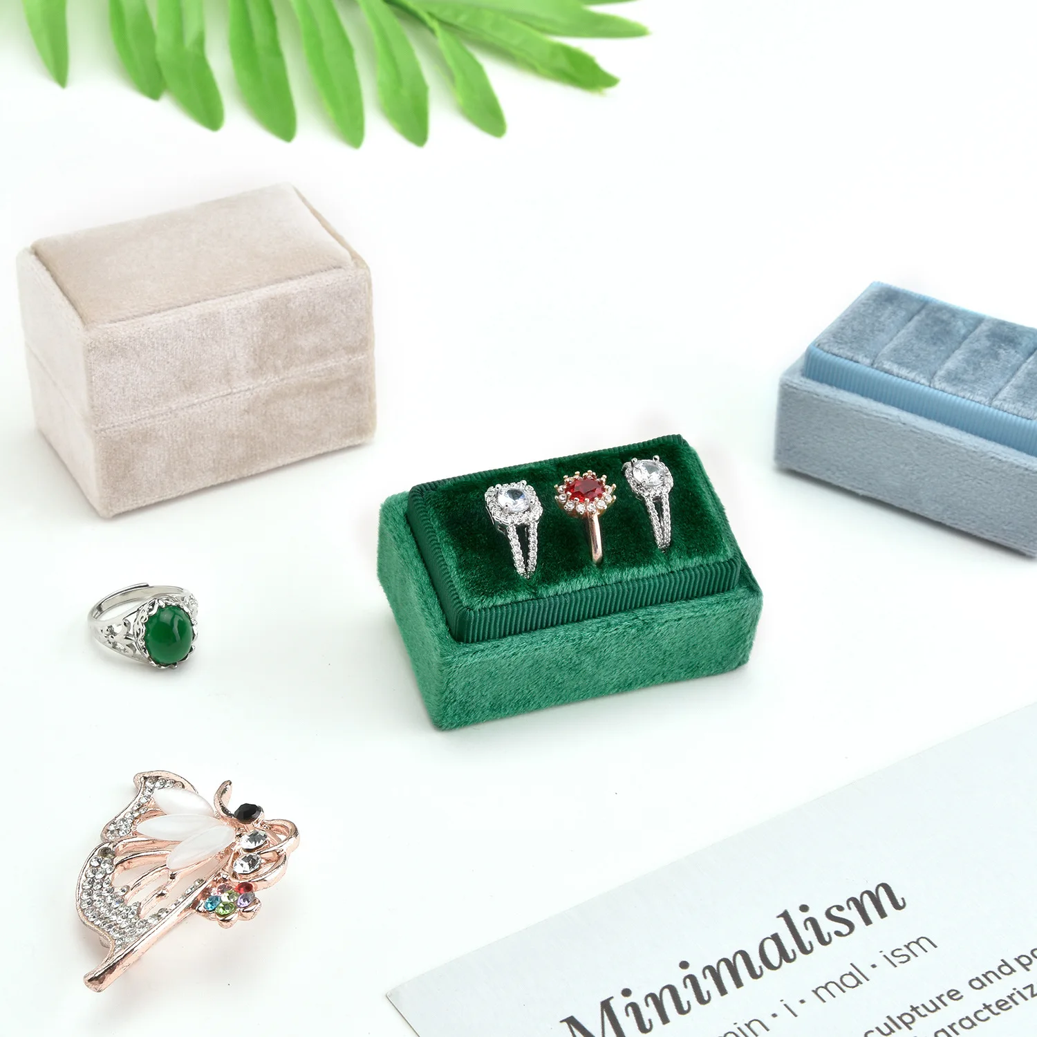 Velvet Ring Box for 3 Rings Earing Holder Ring Display High Quantity Ring Storage