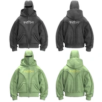 Y2K Ninja Hoodie Gothic Trendy Double Hat Design Functional Streetwear Vintage High Street Men Women Oversized Casual Pullover 1