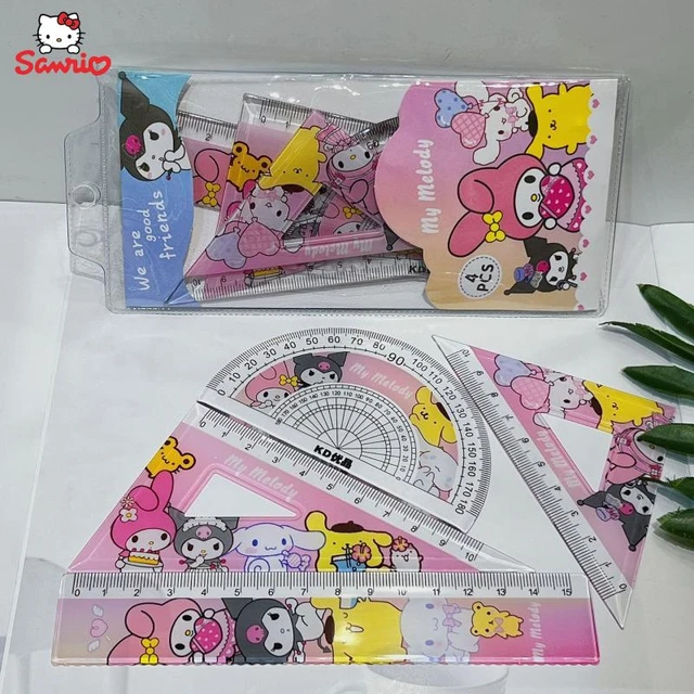 Kawaii Girls Melody Pink School Stationery Gift Set Cinnamoroll Notebook  Hand Account Kitty Pen Box Ruler Rubber Sticky Notes - AliExpress