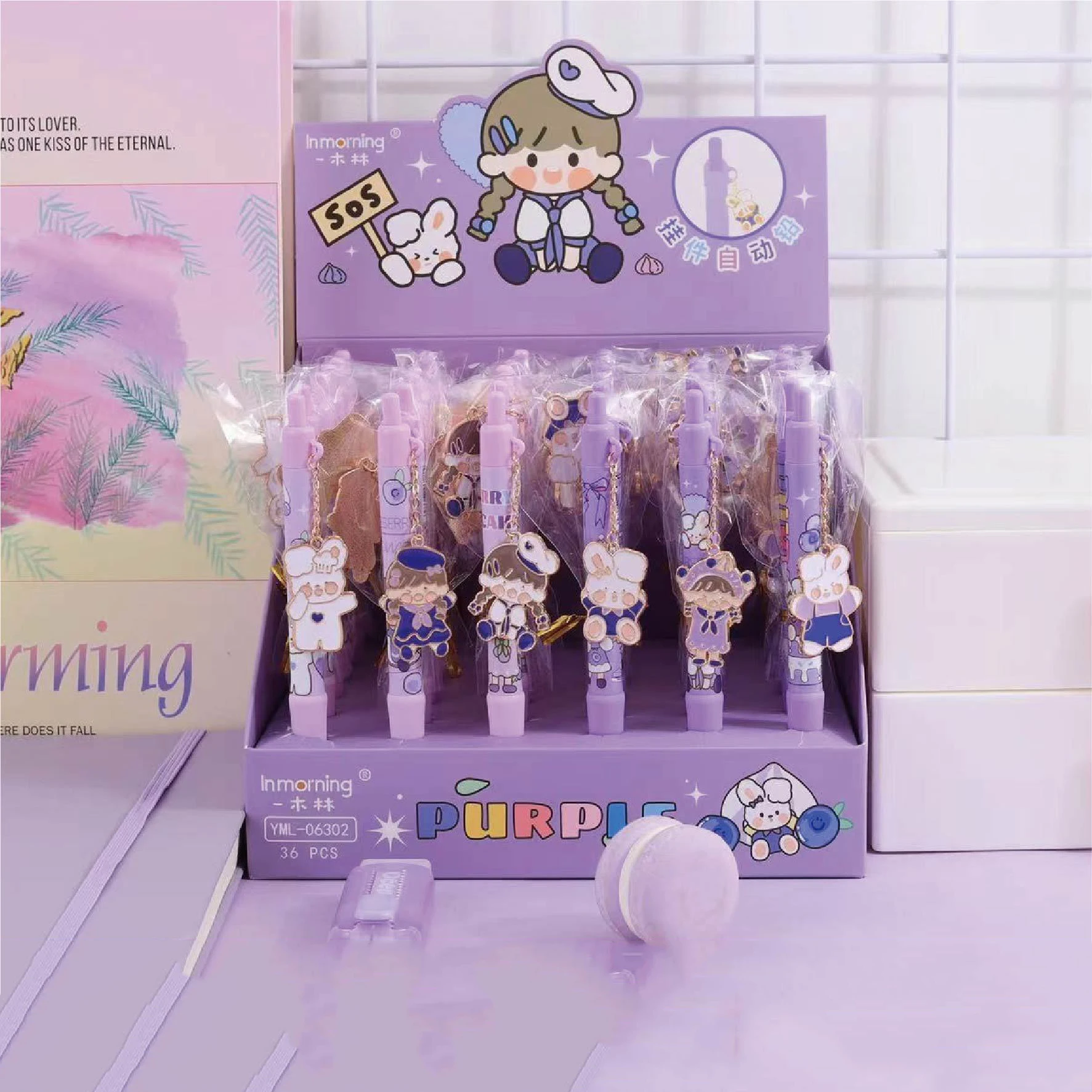 

36 pcs/lot Kawaii Rabbit Girl Pendant Mechanical Pencil Cute 0.5MM Drawing Writing Automatic Pen School Office Supplies