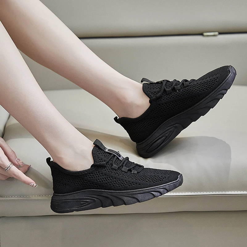 

Женские туфли из сетчатой ткани, с круглым носком, на вулканизированной подошве, дышащие, на шнуровке, весна-осень 2023