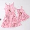 Mother Daughter Matching Dresses Family Look Mommy and Me Clothes 2023 Summer Women Girls Outfits Flower Printed Dress 1