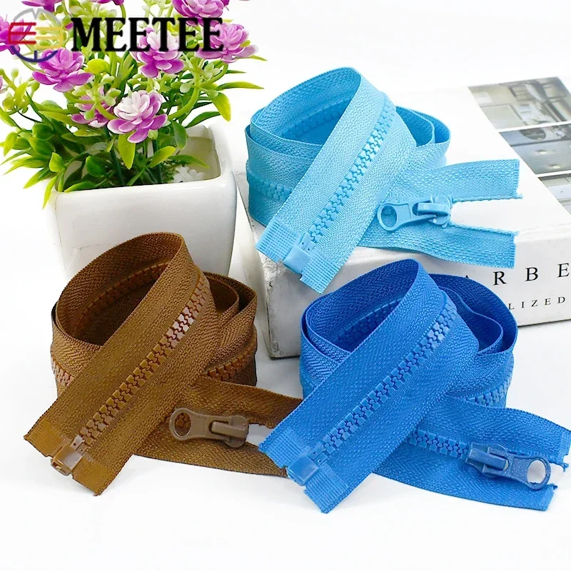 2Pcs 미터 40-120cm 5 수지 다채로운 지퍼 오픈 엔드 자동 잠금 장식 우편 가방 배낭 의류 DIY 바느질 액세서리