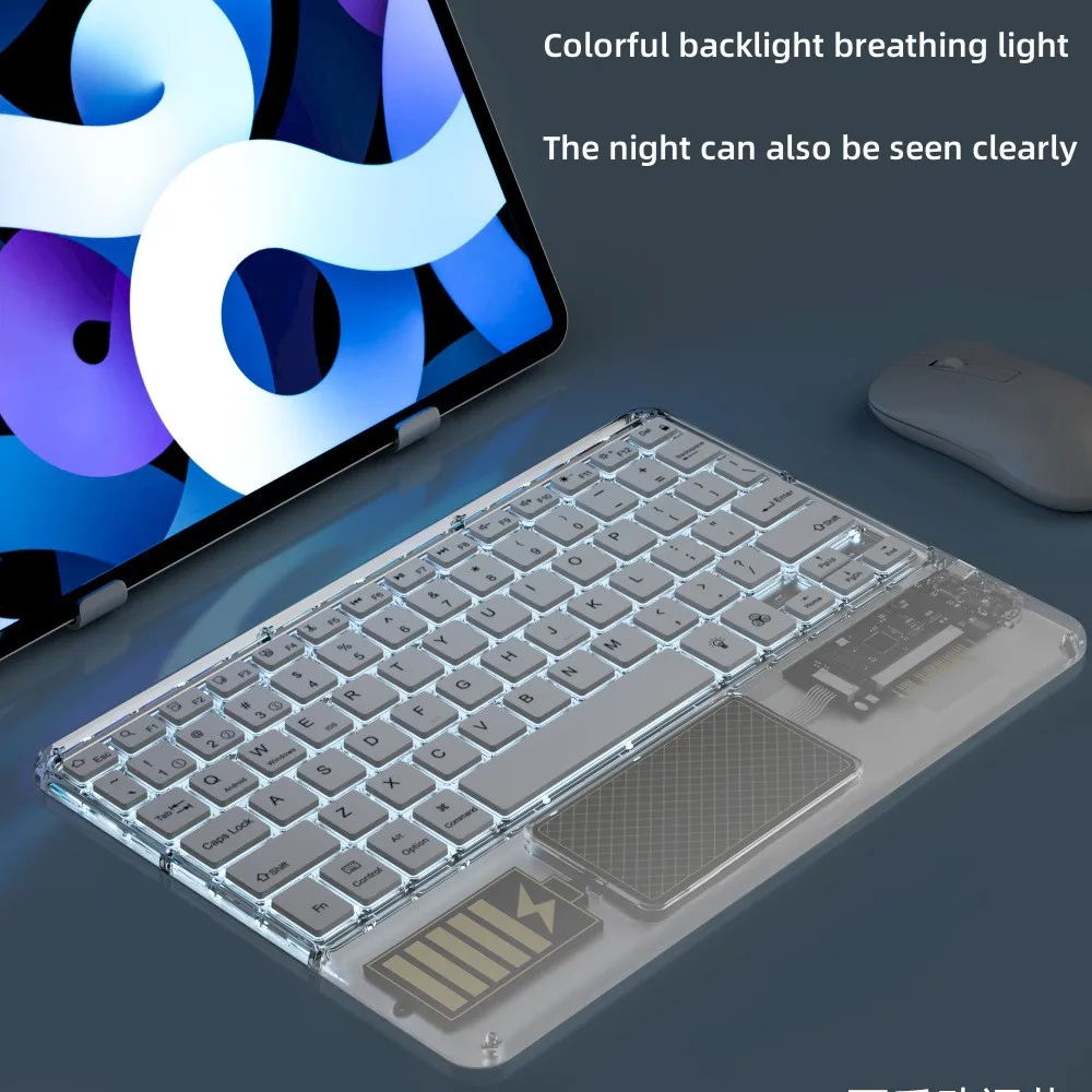 Transparente Teclado Bluetooth Teclado Retroiluminado para Android Ios Windows Tablet sem Fio Russo Espanhol Coreano Ipad 10th - Imagem 4