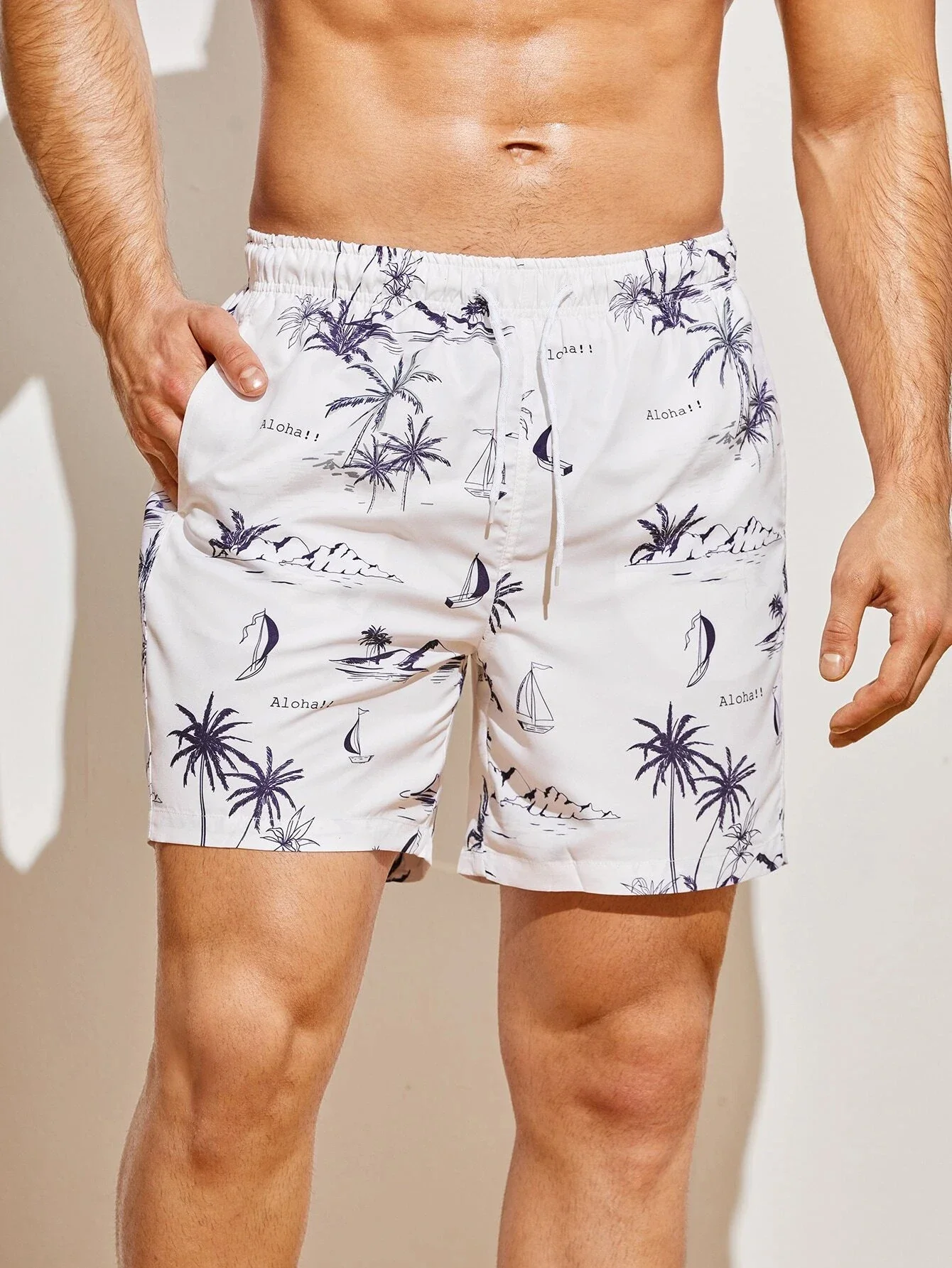 Men's 3d Coconut Tree Printed Swimsuit Swimming Shorts Summer Soft And Breathable Polyester Beach Shorts Surfing Shorts 2
