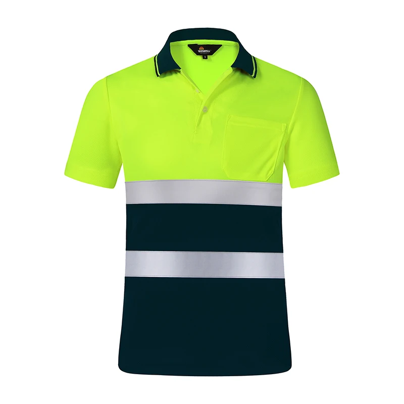 Hi Viz-Polo de seguridad naranja, camisa reflectante de alta visibilidad con bolsillos, ropa de seguridad de secado rápido, camiseta de trabajo nocturno