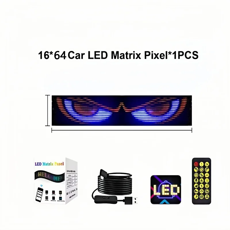 LED Flexible Display Screen Programmable, Smart RGB Panel & USB Cable，Scrolling LED Sign,Bluetooth APP,DIY Design Animations,Tex